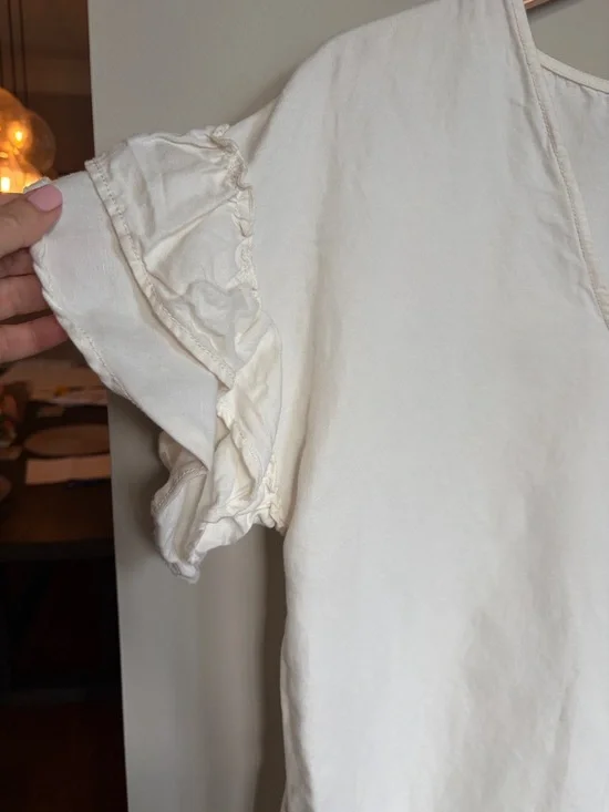 Anthropologie Maeve LOTTIE White Flutter Sleeve Mini Dress - Picture 4 of 7